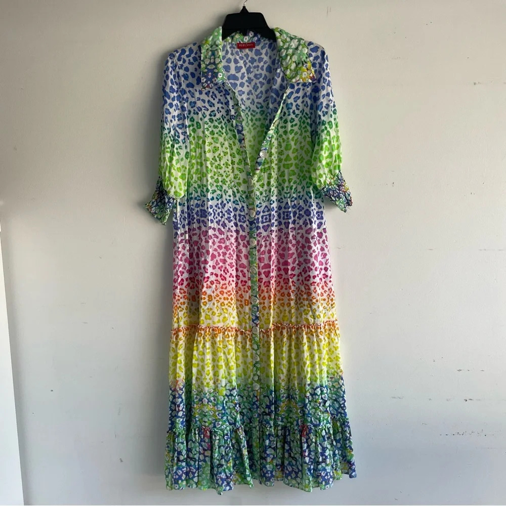 Ruby Yaya Rainbow Leopard Print Button Down Shirt… - image 2